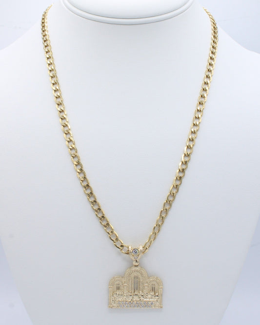 "NEW" 14K The Last Supper Pendants W- Hollow Cuban Chain.