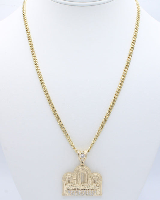 "NEW" 14K Supper Pendant W- Miami Hollow Cuban Chain