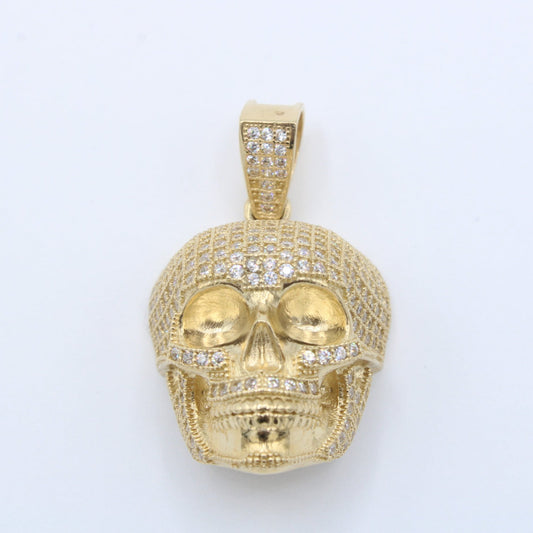 "NEW" 14K Calavera CZ Pendant