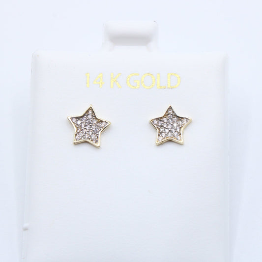 NEW 14K Star Earrings CZ