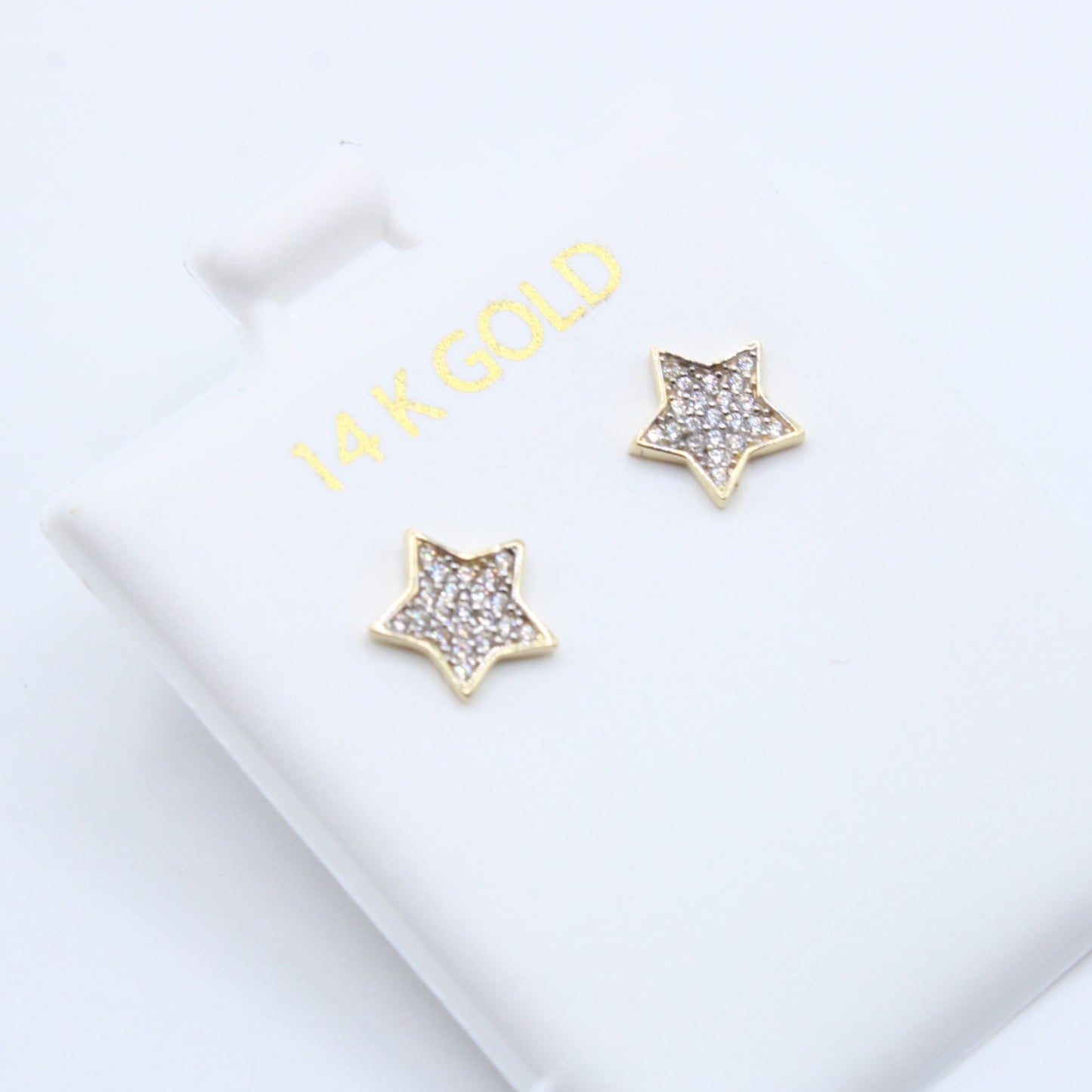 NEW 14K Star Earrings CZ