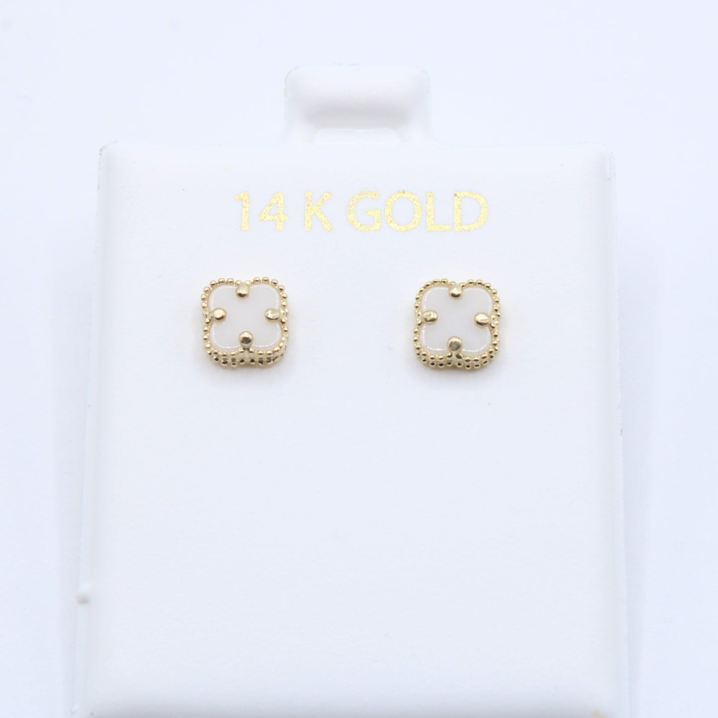 NEW 14K Trebol Earrings CZ