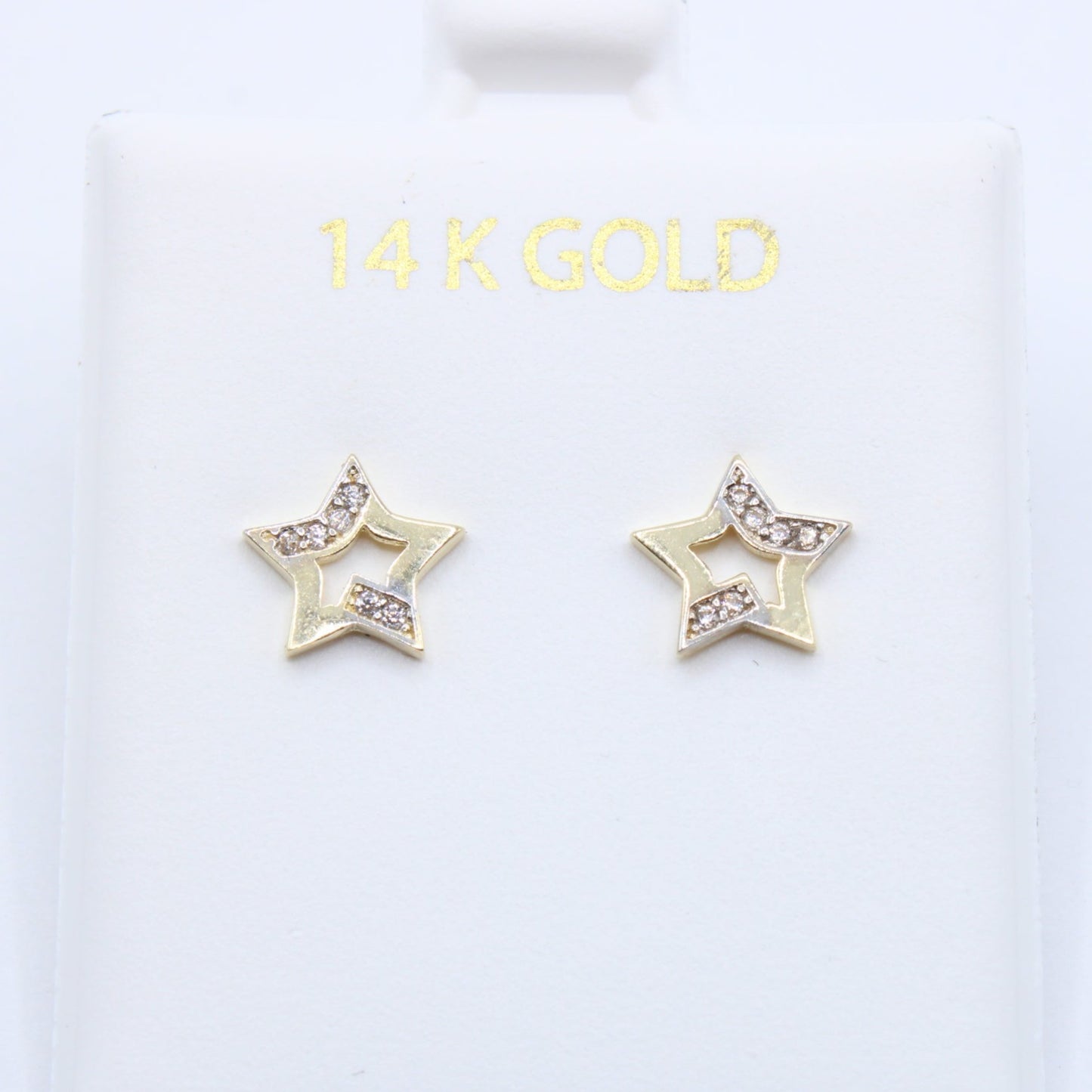 NEW 14K Star Earrings CZ