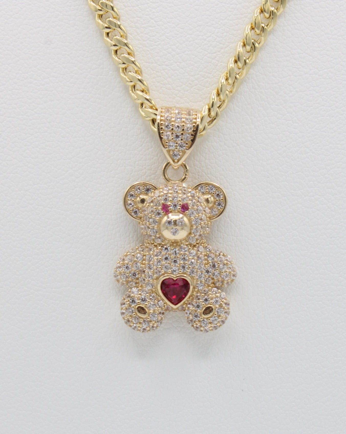 "NEW" 14k Bear Pendant W- Miami Hollow Cuban Chain