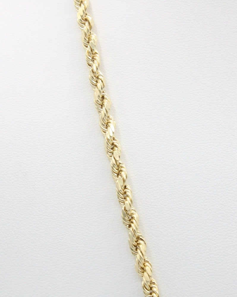 14K Zirconia Pendant W/ Hollow Rope Chain