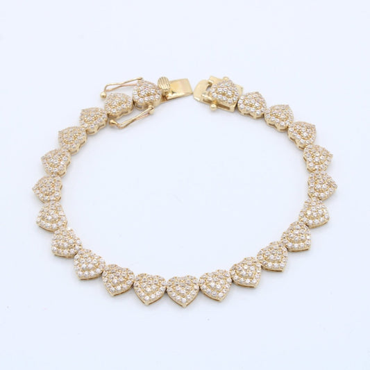 *NEW* 14k Heart Tennis CZ Bracelet (7.5 mm)