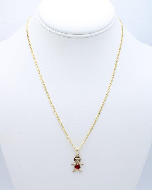 14K Gold Hollow Chain and Niño Pendant