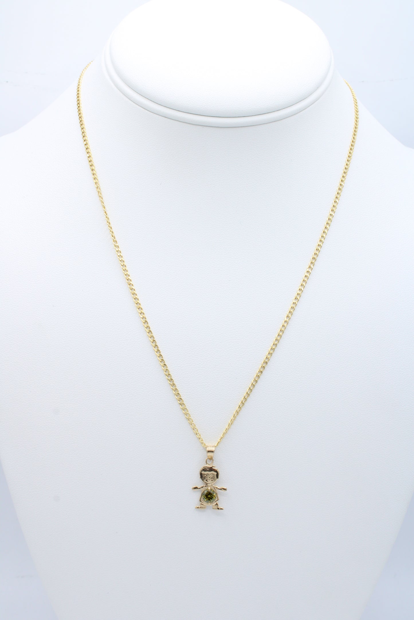 14K Gold Hollow Chain and Niño Pendant