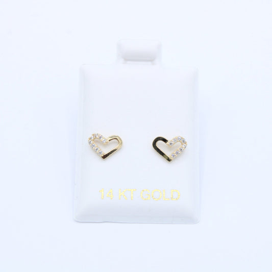 NEW 14K Heart CZ Earrings