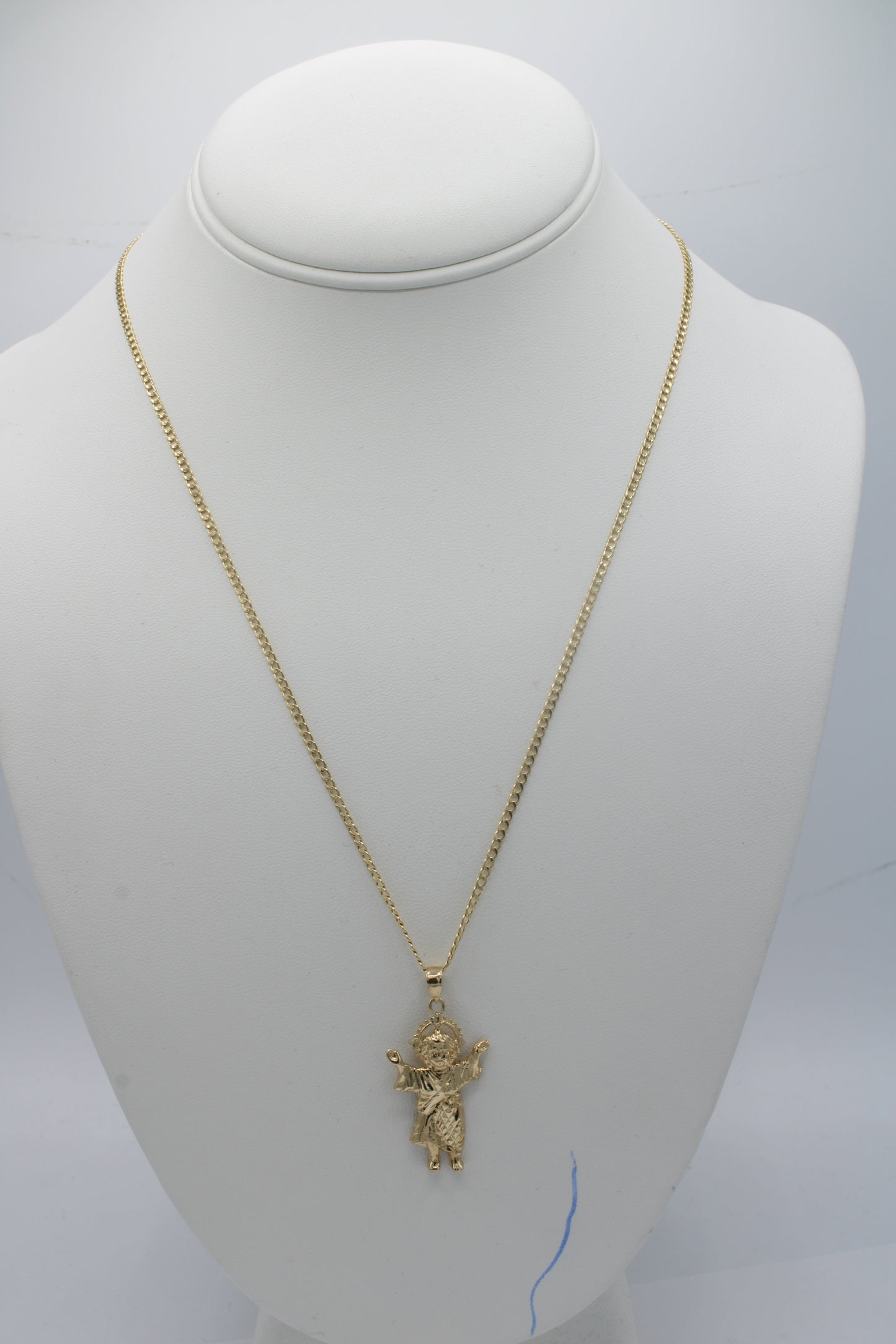 14K Cuban Hollow Chain W Pendant Divino